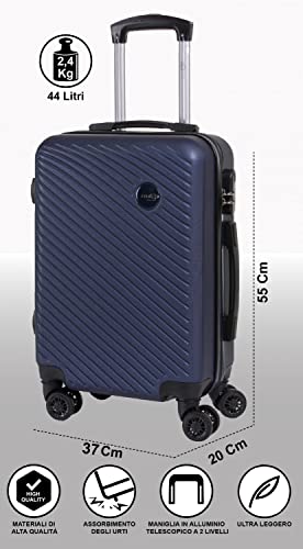 CABIN 5508 Valigia Trolley ABS, bagaglio a mano 55x37x20, Valigia rigida, guscio duro e antigraffio con 8 ruote. - Prova pratica