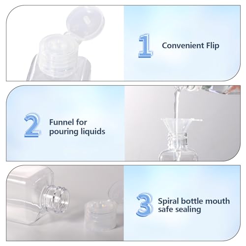 Diboniur Kit Viaggio Liquidi - Beauty Case da Viaggio, Set da viaggio per Aereo da 10 Pezzi, con 2 Imbuti Piccoli, Contenitori Viaggio Liquidi 100ml per Shampoo, Crema, Lozione - Funzionalità e accessori