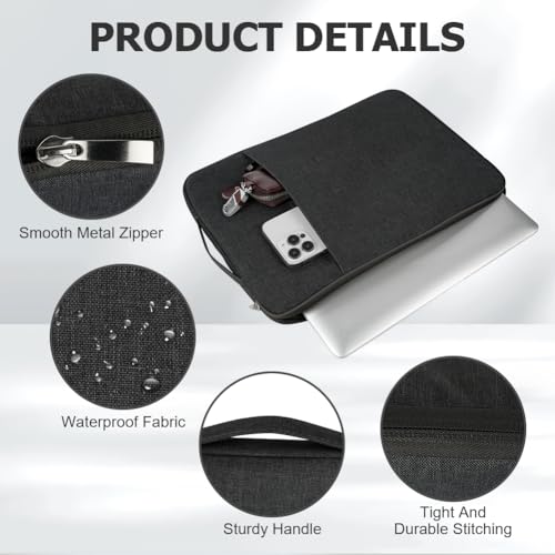 Flintronic Custodia per Laptop da 14 Pollici, Sleeve per Laptop, Impermeabile Custodia Borsa Custodia Protettiva Compatibile con MacBook Pro/Acer/Dell/Lenovo/HP/Samsung/Sony/Asus, 14 Pollici -Nero - Funzionalità e accessori