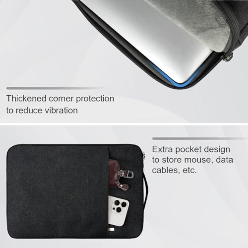Flintronic Custodia per Laptop da 14 Pollici, Sleeve per Laptop, Impermeabile Custodia Borsa Custodia Protettiva Compatibile con MacBook Pro/Acer/Dell/Lenovo/HP/Samsung/Sony/Asus, 14 Pollici -Nero - Dettaglio recensione 4