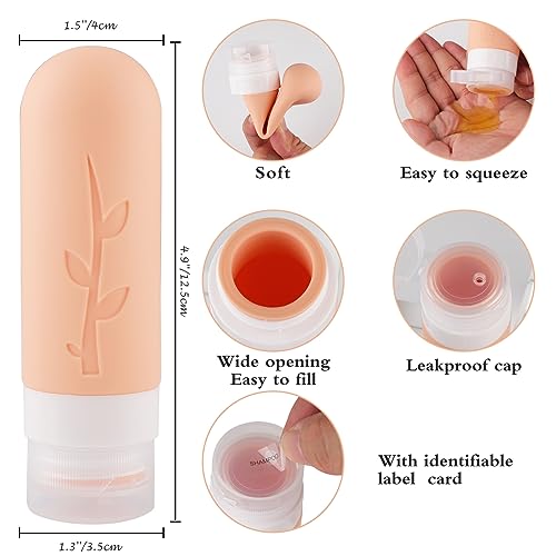 Mezzar Bottiglie da Viaggio in Silicone, Kit da Contenitori da Viaggio Flaconi da Viaggio Riutilizzabili per Shampoo, Liquidi and Lozione (Colore) - Funzionalità e accessori
