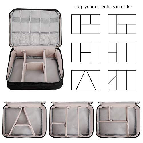 QIMEI-SHOP Borsa Accessori Elettronici Impermeabile Custodia per Elettronica Organizzatore Multifunzione per Cavi Disco Rigido Caricatore Portatile Tablet Nero - Dettaglio recensione 4