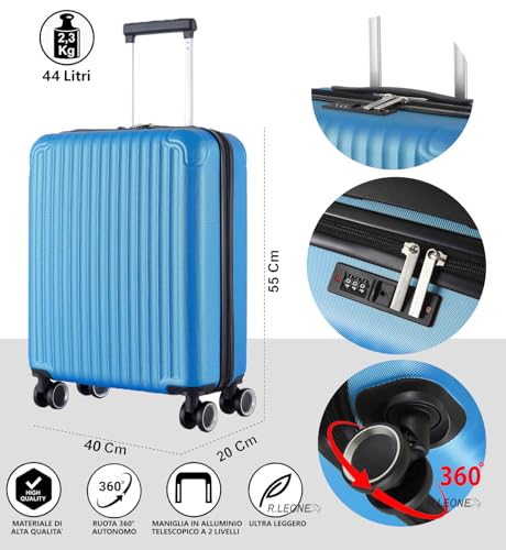 R.Leone Ryanair 55x40x20 cm Valigia Trolley Bagaglio a mano 4 Ruote in ABS Autonomo 999 (Rose Gold, Valigia 55x40x20 cm) - Prova pratica