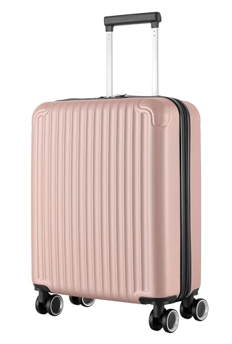 R.Leone Ryanair 55x40x20 cm Valigia Trolley Bagaglio a mano 4 Ruote in ABS Autonomo 999 (Rose Gold, Valigia 55x40x20 cm) - Design e materiali