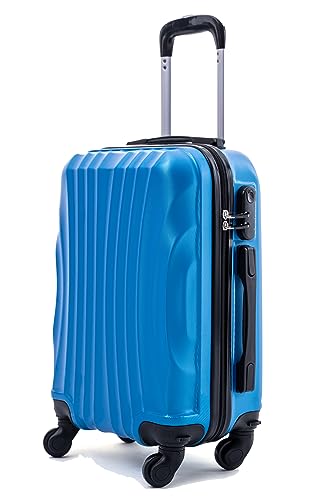 R.Leone Ryanair 55x40x20cm Valigia Trolley Bagaglio a mano Rigido Ultraleggero in ABS 4 Ruote smontabile Rimovibili Autonome 20373N (Valigia 55X40X20cm, Azzurro) - Design e materiali