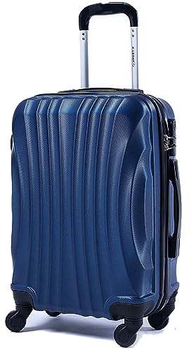 R.Leone Ryanair 55x40x20cm Valigia Trolley Bagaglio a mano Rigido Ultraleggero in ABS 4 Ruote smontabile Rimovibili Autonome 20373N (Valigia 55X40X20cm, Blu Navy) - Design e materiali