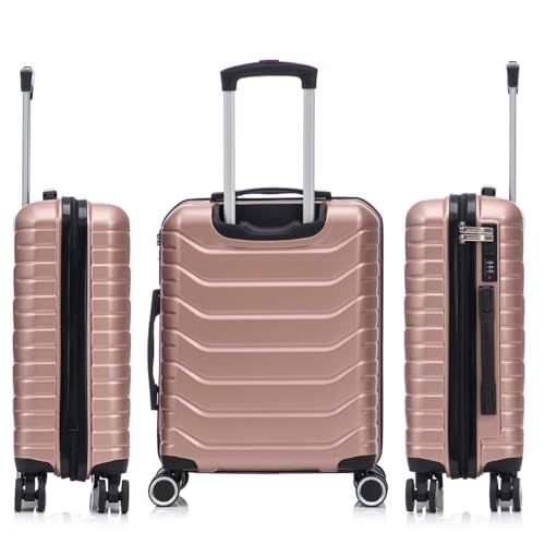 RAYKONG Valigia a mano 55x40x20cm (40L) in ABS+PC | 4 ruote girevoli a 360º | lucchetto incorporato | 20 pollici - (RK12|OroRosa) - Dettaglio recensione 4